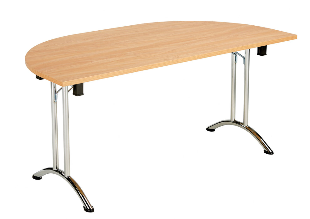 One Union Folding Meeting Table D End WORKSTATIONS TC Group Beech Chrome 