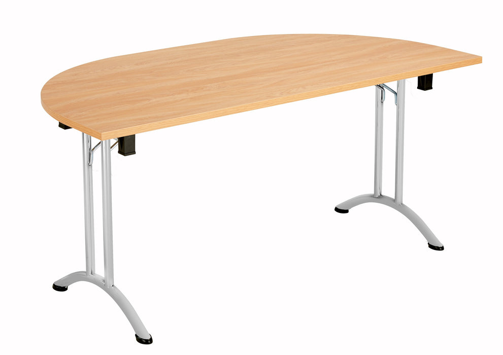 One Union Folding Meeting Table D End WORKSTATIONS TC Group Beech Silver 