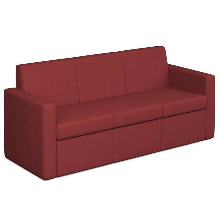 Oslo square back 3 seater office sofa 1880mm wide Soft Seating Dams Extent Red 
