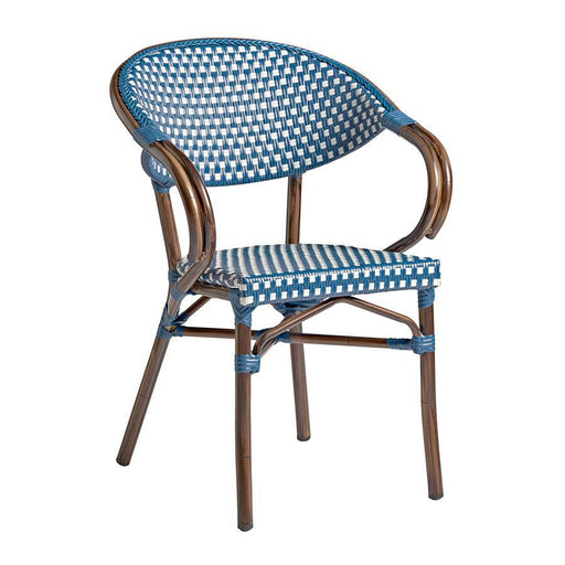 Panda Arm Chair - White & Blue Weave Café Furniture zaptrading 