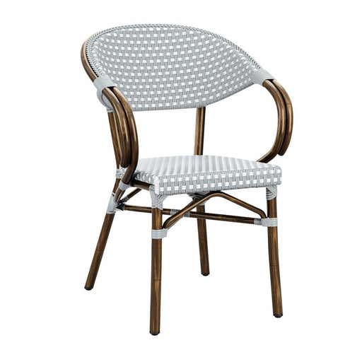 Panda Arm Chair - White & Pacific Blue Weave Café Furniture zaptrading 