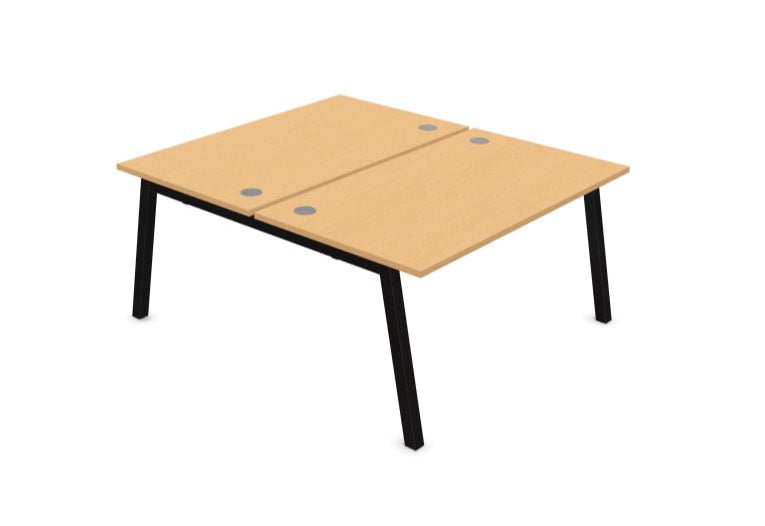 Partage Back to Back Bench Desks 1600mm Deep Desks Office Supermarket Black Beech 1200mm x 1600mm