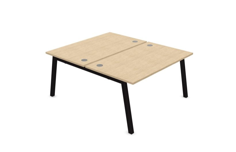 Partage Back to Back Bench Desks 1600mm Deep Desks Office Supermarket Black Bleached Oak 1200mm x 1600mm