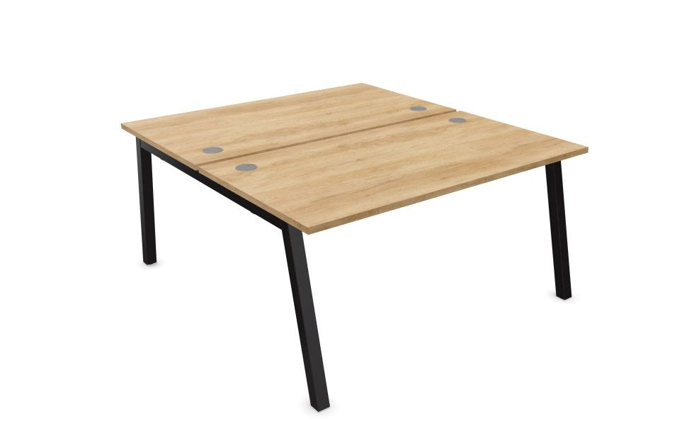 Partage Back to Back Bench Desks 1600mm Deep Desks Office Supermarket Black Nebraska Oak 1200mm x 1600mm