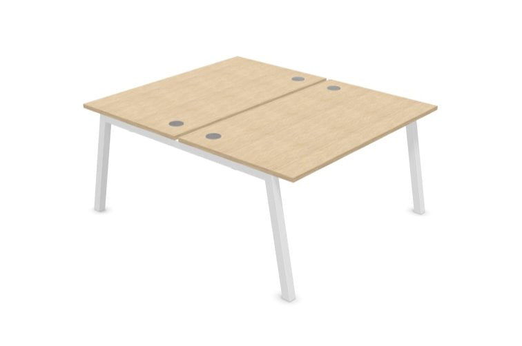 Partage Back to Back Bench Desks 1600mm Deep Desks Office Supermarket White Bleached Oak 1200mm x 1600mm