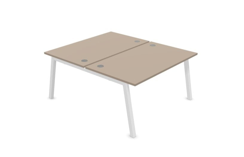 Partage Back to Back Bench Desks 1600mm Deep Desks Office Supermarket White Clay 1200mm x 1600mm