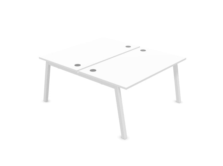 Partage Back to Back Bench Desks 1600mm Deep Desks Office Supermarket White White 1200mm x 1600mm