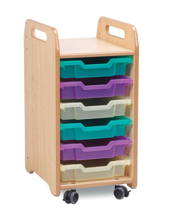Playscapes Tray Storage Unit 1 column Storage Spaceright 6 Shallow Trays Mixed Colours 