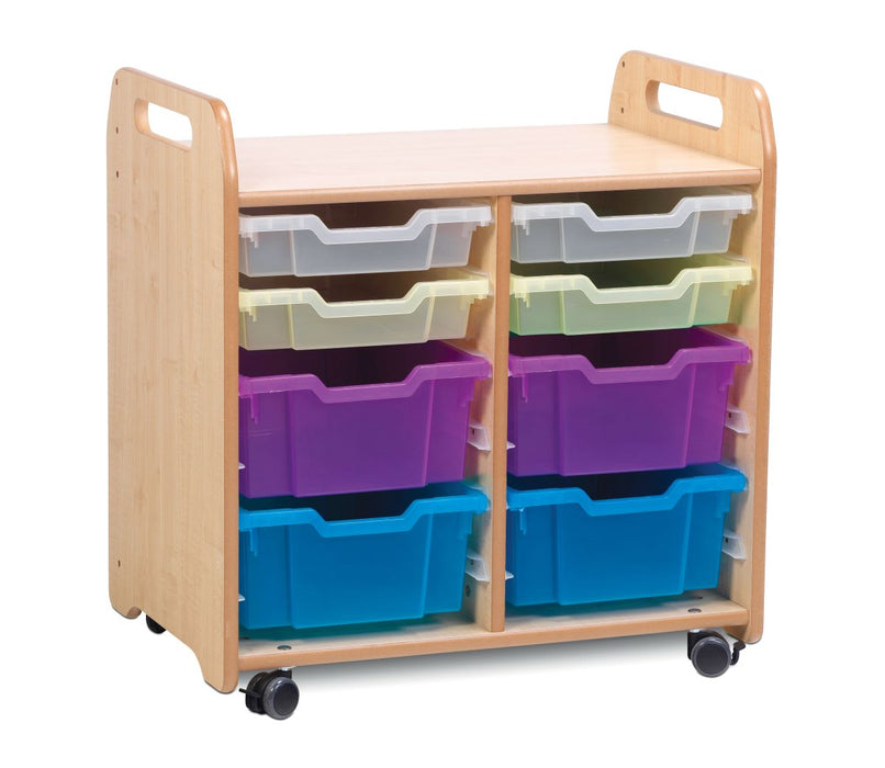 Playscapes Tray Storage Unit 2 columns Storage Spaceright 4 Shallow, 4 Deep Trays Mixed Colours 