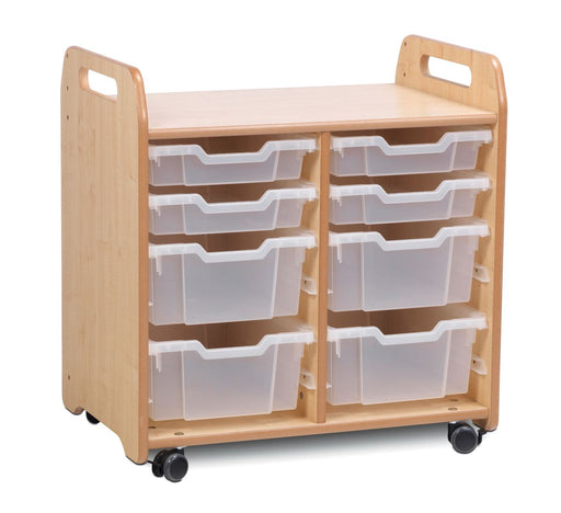 Playscapes Tray Storage Unit 2 columns Storage Spaceright 4 Shallow, 4 Deep Trays Translucent Clear 