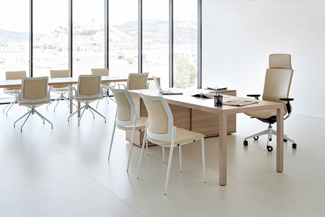 Prisma Individual Desk with supporting credenza Bench Desk Actiu 