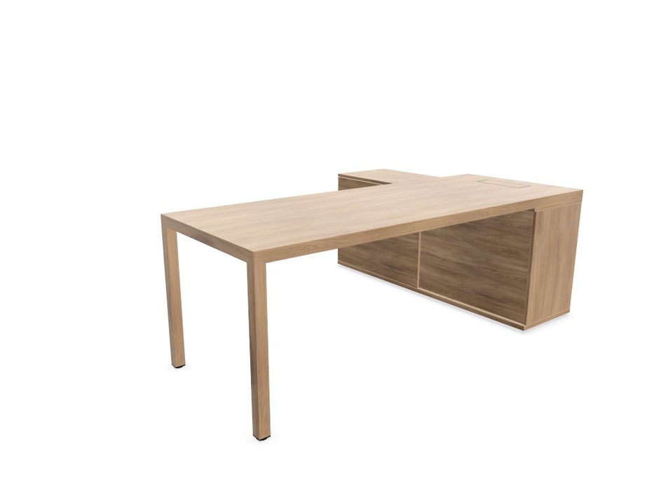 Prisma Individual Desk with supporting credenza Bench Desk Actiu Left Chestnut/Chestnut/Chestnut 