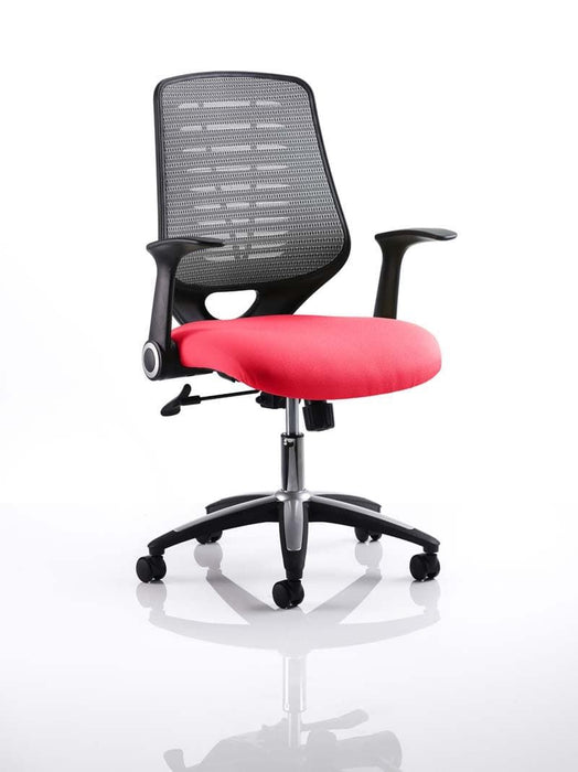 Relay Task Operator Chair Task and Operator Dynamic Office Solutions Silver Bespoke Bergamot Cherry With Folding Arms