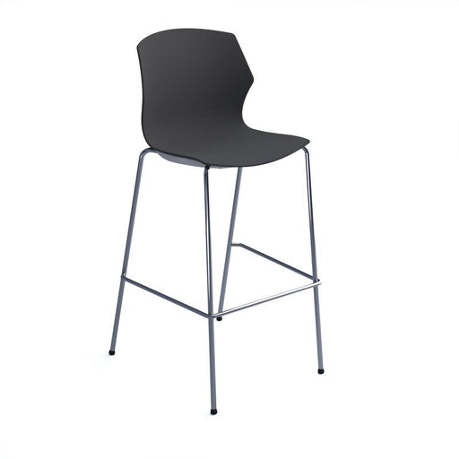 Roscoe high stool with chrome legs and plastic shell Seating Dams Charcoal Grey 