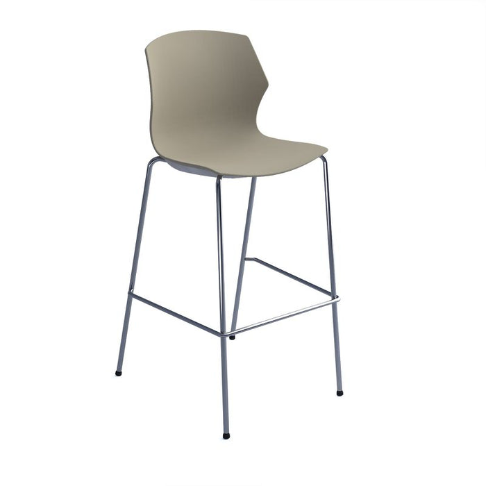 Roscoe high stool with chrome legs and plastic shell Seating Dams Sandy Beech 