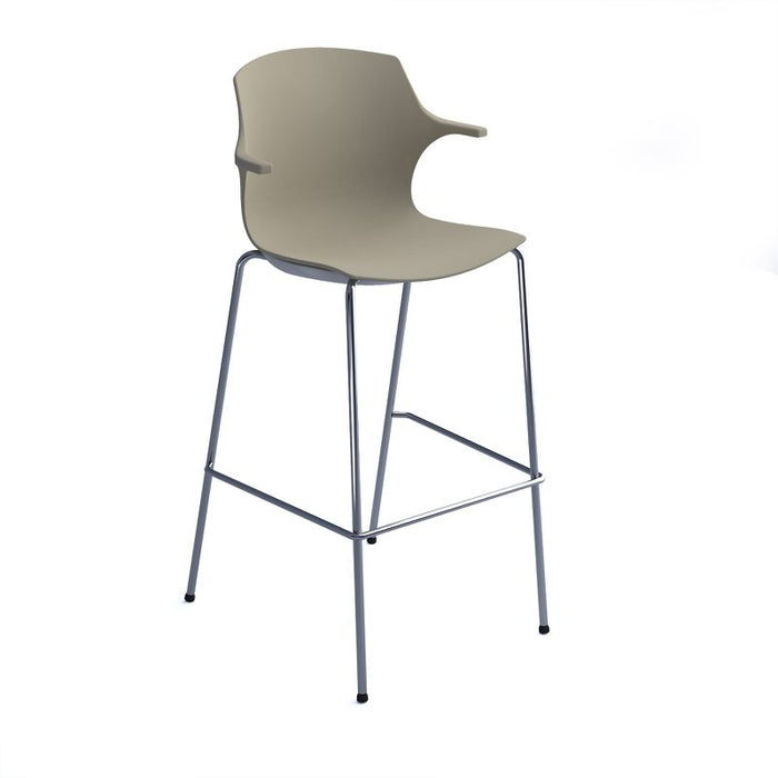 Roscoe high stool with chrome legs and plastic shell with arms Seating Dams Sandy Beech 