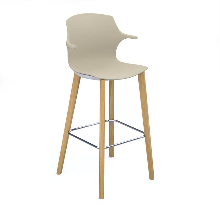 Roscoe high stool with natural oak legs and plastic shell with arms Seating Dams Sandy Beech 