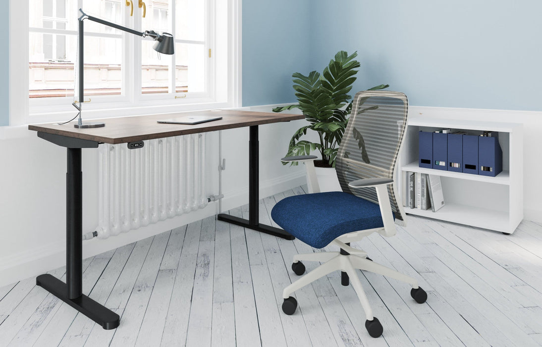 RoundE Bamboo Height Adjustable Office Desk Black Frame Office Desk Edit Office 
