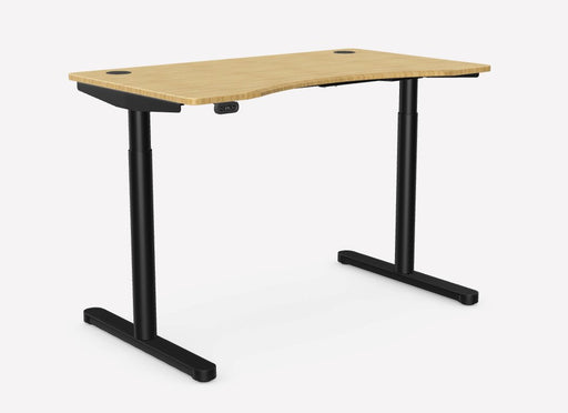 RoundE Bamboo Height Adjustable Office Desk Black Frame Office Desk Edit Office 