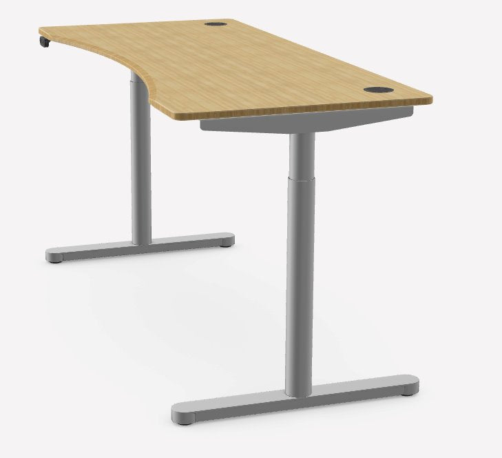 RoundE Bamboo Height Adjustable Office Desk Silver Frame Office Desk Edit Office 