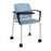 Santana 4 leg mobile chair with plastic seat and perforated back, with arms and writing tablet Seating Families Dams Blue Grey 