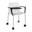 Santana 4 leg mobile chair with plastic seat and perforated back, with arms and writing tablet Seating Families Dams White Grey 