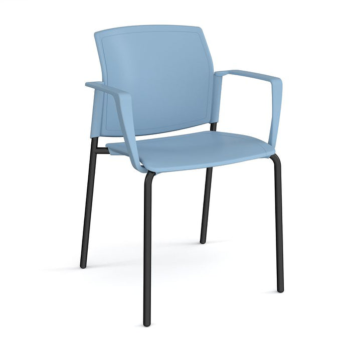 Santana 4 leg stacking chair with plastic seat and back and fixed arms Seating Families Dams Blue Black 