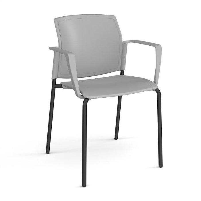 Santana 4 leg stacking chair with plastic seat and back and fixed arms Seating Families Dams Grey Black 