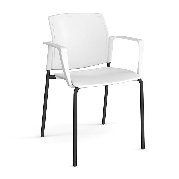 Santana 4 leg stacking chair with plastic seat and back and fixed arms Seating Families Dams White Black 