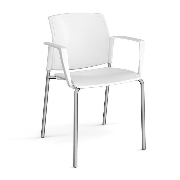Santana 4 leg stacking chair with plastic seat and back and fixed arms Seating Families Dams White Chrome 