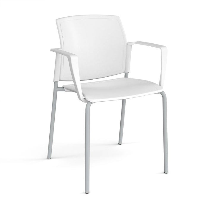 Santana 4 leg stacking chair with plastic seat and back and fixed arms Seating Families Dams White Grey 