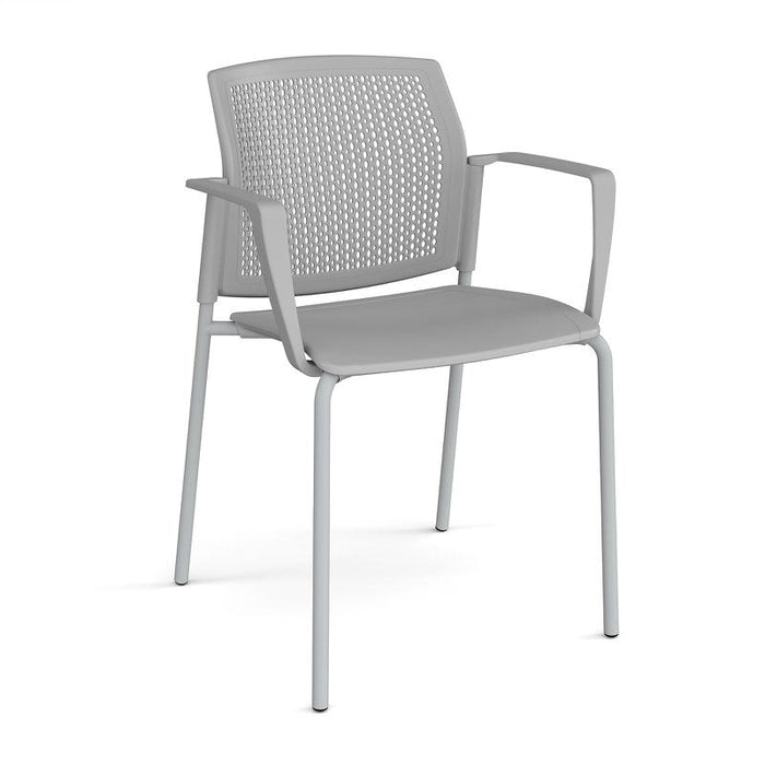 Santana 4 leg stacking chair with plastic seat and perforated back, and fixed arms Seating Families Dams Grey Grey 