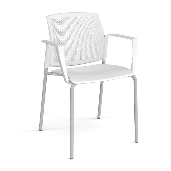 Santana 4 leg stacking chair with plastic seat and perforated back, and fixed arms Seating Families Dams White Grey 