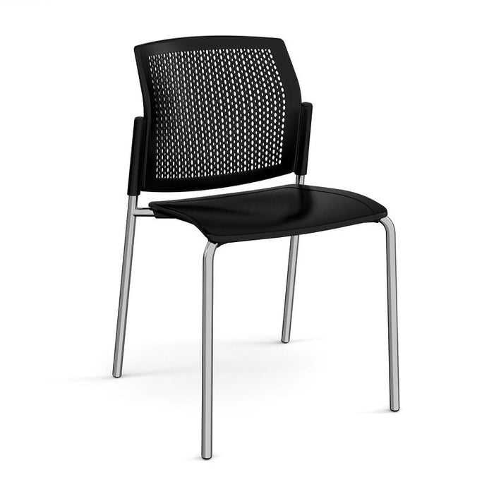 Santana 4 leg stacking chair with plastic seat and perforated back Seating Families Dams Black Chrome 