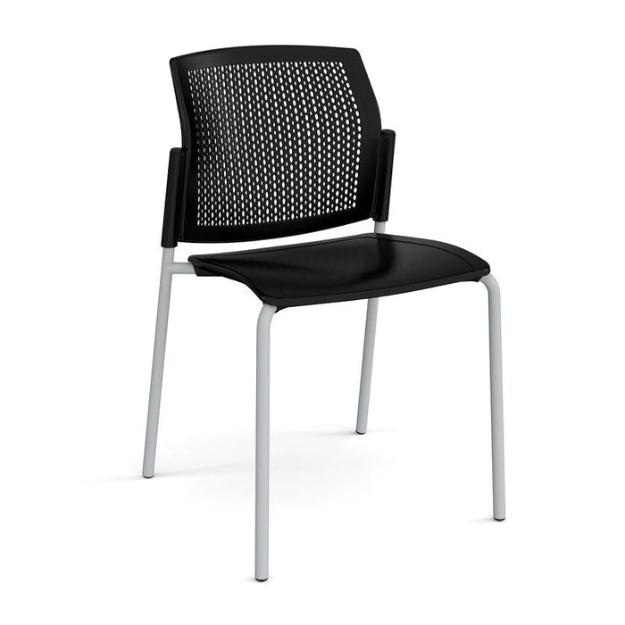 Santana 4 leg stacking chair with plastic seat and perforated back Seating Families Dams Black Grey 