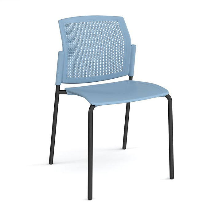 Santana 4 leg stacking chair with plastic seat and perforated back Seating Families Dams Blue Black 