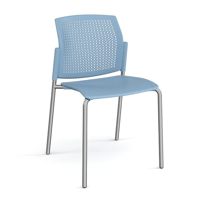 Santana 4 leg stacking chair with plastic seat and perforated back Seating Families Dams Blue Chrome 