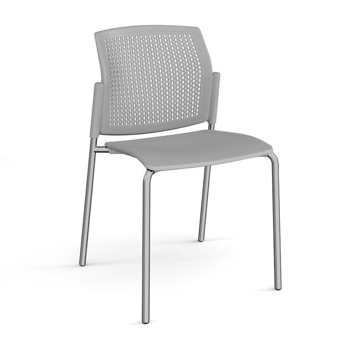 Santana 4 leg stacking chair with plastic seat and perforated back Seating Families Dams Grey Chrome 