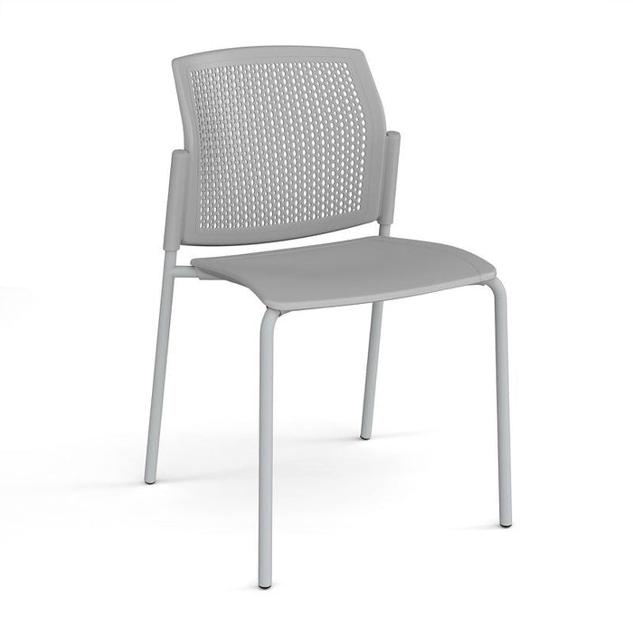 Santana 4 leg stacking chair with plastic seat and perforated back Seating Families Dams Grey Grey 