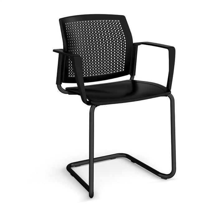 Santana cantilever chair with plastic seat and perforated back, fixed arms Seating Families Dams Black Black 