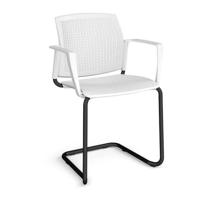 Santana cantilever chair with plastic seat and perforated back, fixed arms Seating Families Dams White Black 