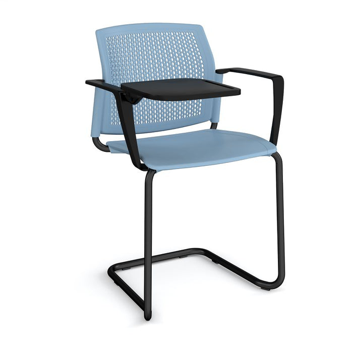Santana cantilever chair with plastic seat and perforated back, with arms and writing tablet Seating Families Dams Blue Black 