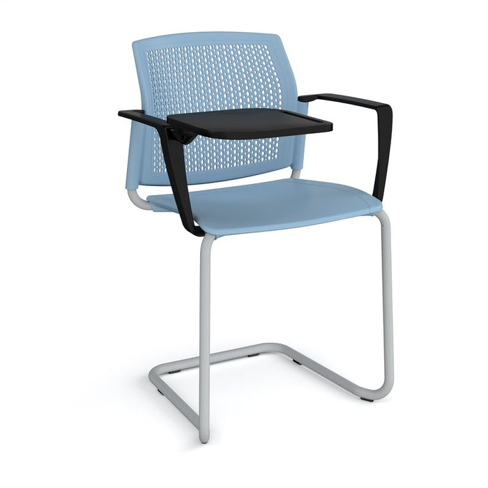 Santana cantilever chair with plastic seat and perforated back, with arms and writing tablet Seating Families Dams Blue Grey 