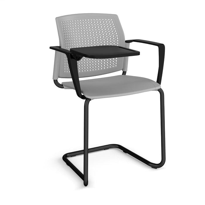 Santana cantilever chair with plastic seat and perforated back, with arms and writing tablet Seating Families Dams Grey Black 