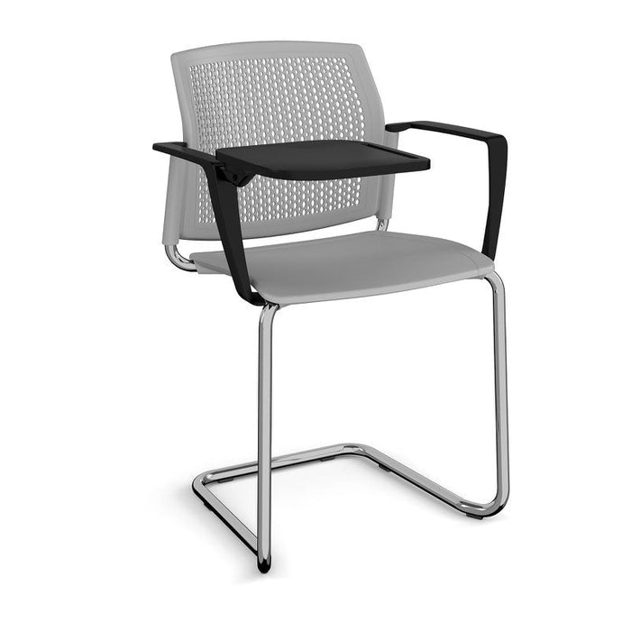 Santana cantilever chair with plastic seat and perforated back, with arms and writing tablet Seating Families Dams Grey Chrome 