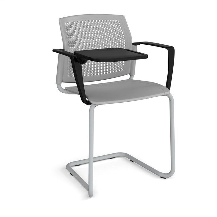Santana cantilever chair with plastic seat and perforated back, with arms and writing tablet Seating Families Dams Grey Grey 