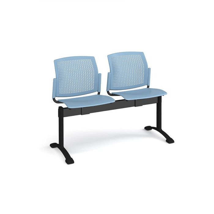 Santana perforated back plastic seating - bench 2 wide with 2 seats Seating Families Dams Blue 