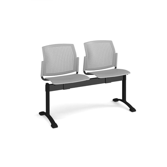 Santana perforated back plastic seating - bench 2 wide with 2 seats Seating Families Dams Grey 