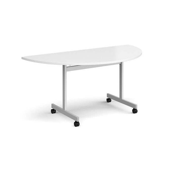 Semi circular fliptop meeting table with silver frame Tables Dams 