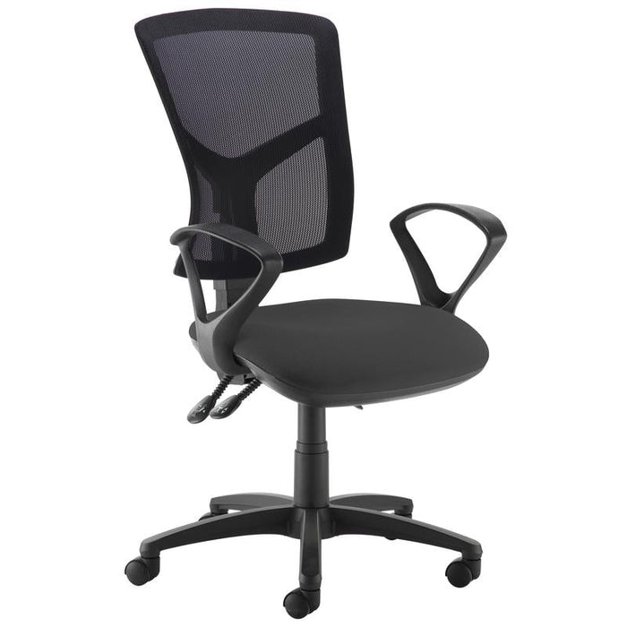 Senza high mesh back operator chair with fixed arms Seating Dams Black 